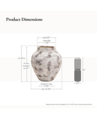 Rustic Gray with Weathered White Finish 14.8-Inch Tall Stoneware Vase for Farmhouse Decor