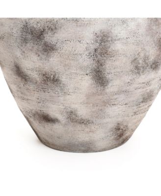 Rustic Gray with Weathered White Finish 14.8-Inch Tall Stoneware Vase for Farmhouse Decor