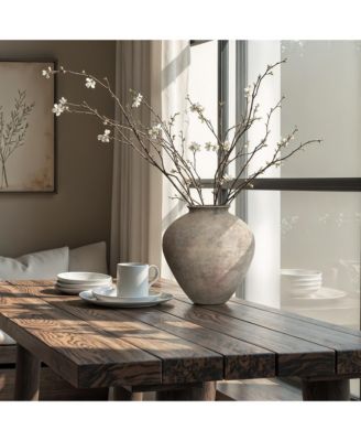 Rustic Ceramic Vase, 12.6" Tall Terracotta Pot with Earthy Gray-Brown Finish, Handcrafted