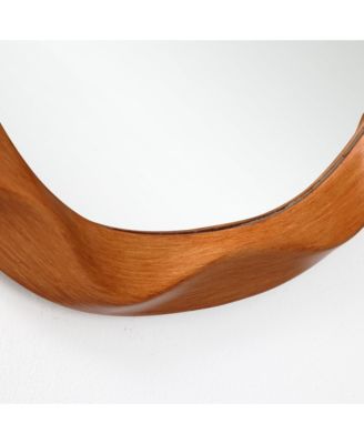 Natural Wood Finish Asymmetrical MDF Frame Wall Mirror, 31.5" H  x  22.6" W