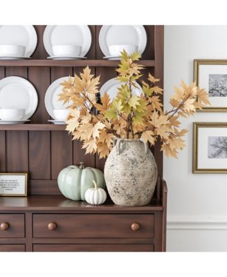 Rustic Old World Terracotta Vase, 10-Inch Round Bouquet Holder for Farmhouse Decor