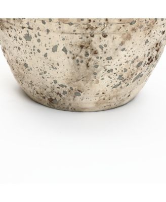 Rustic Old World Terracotta Vase, 10-Inch Round Bouquet Holder for Farmhouse Decor