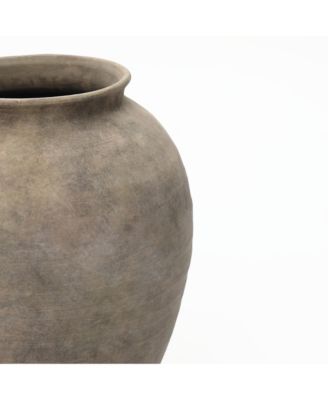 Rustic Ceramic Vase, 12.4" Tall Terracotta Pot with Earthy Gray-Brown Finish, Handcrafted