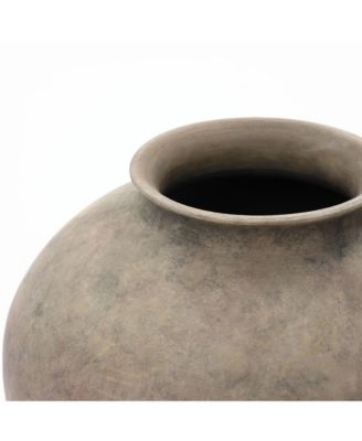 Rustic Ceramic Vase, 10.2" Tall Terracotta Pot with Earthy Gray-Brown Finish, Handcrafted