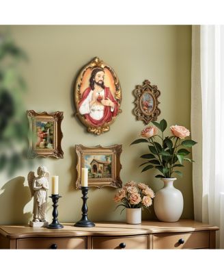 Sacred Jesus Wall Plaque, Oval Christian Home Decor Plaque for Prayer Room & Faith Display