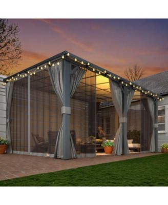 Wall Gazebo with Curtains and Mosquito Netting