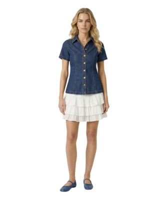 Women's Tailored Denim Button-Up Shirt