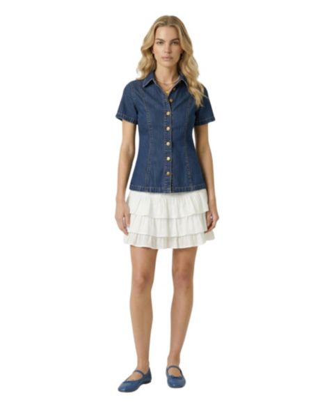 Женская рубашка Modenaire Tailored Denim Button-Up, цвет: Индиго