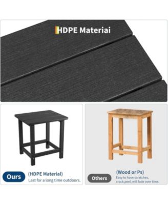 Square HDPE All-Weather Side Table, Durable Outdoor Patio End Table Built to Last, Resists Fading and Moisture for Beach or Porch