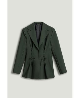 Women's Lace-Up Waist Tailored Blazer