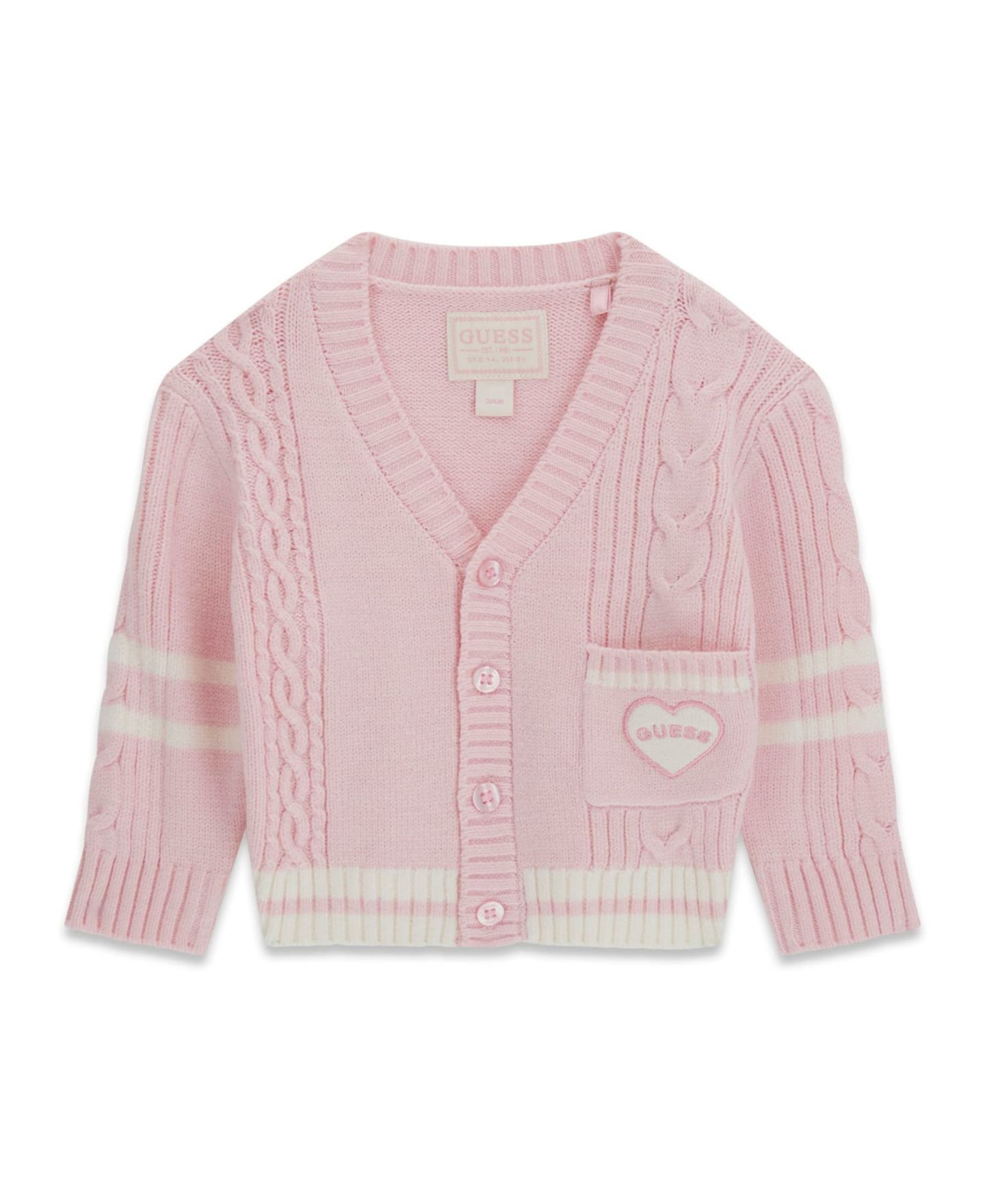 Кардиган GUESS Long-Sleeve V-Neck Cardigan Sweater для девочек-малышей, цвет: Розовый — фото 1