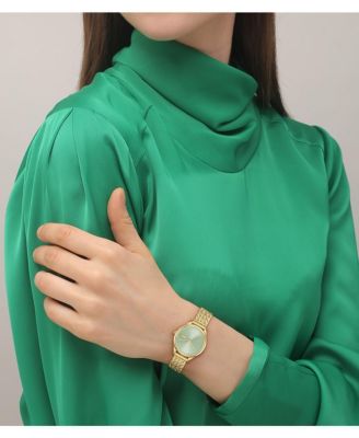 Women's Crocodelle Gold Tone Stainless Steel Textured Mesh Bracelet Watch, 28mm