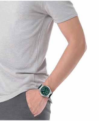 Men's Line Racer Green Silicone Strap Watch, 42mm