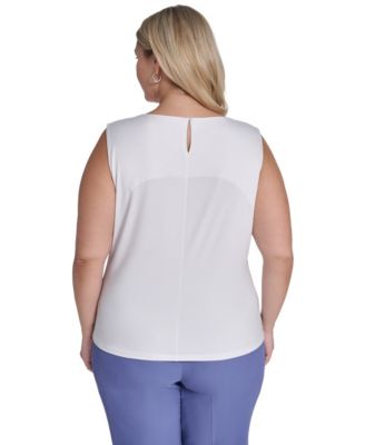 Plus Size Printed Pleated Camisole Top