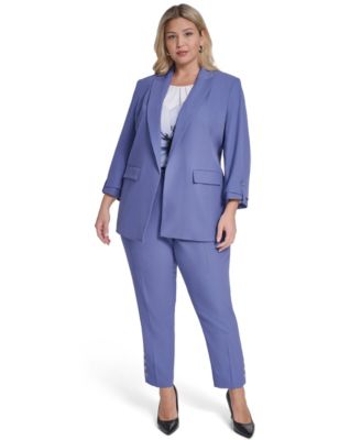 Plus Size Open Front Notch Collar Jacket