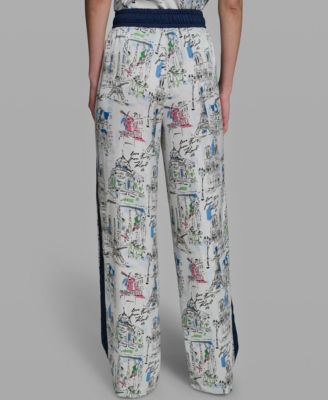 Women's Mid-Rise Wide-Leg Printed Pants, Regular & Petite