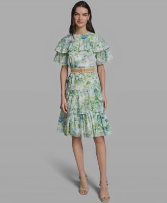 Women's Short-Sleeve Crewneck Printed Dress