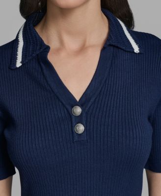 Women's Short-Sleeve Collared Sweater