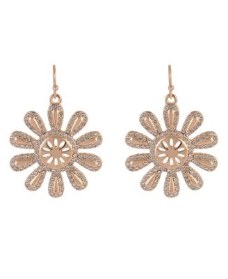 Sunburt Drop Earrings with Pave Stone Accents