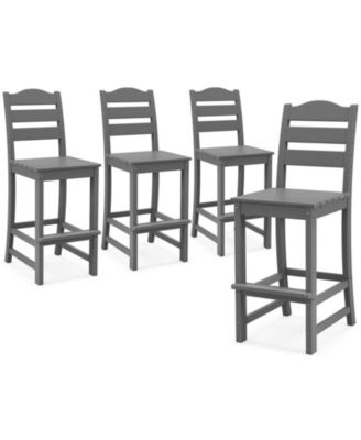 Outdoor 4pcs HDPE Bar Stool Patio Tall Chair Backrest Footrest All Weather