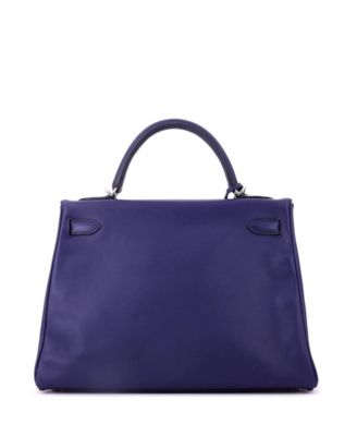 Kelly 32 Handbag Verso Evercolor with Palladium Hardware