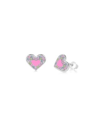 Girls Heart Hypoallergenic Earrings with Surgical Titanium Screwbacks