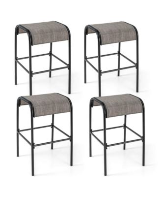 4PCS 30'' Bar Height Bistro Stools Outdoor Bar Stools w/ Breathable Fabric Seat