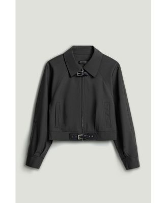 Women's Buckle Detail Cropped Zip Jacket