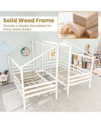 Bed Frames for Kids with Built-in Table & USB Port Guardrails