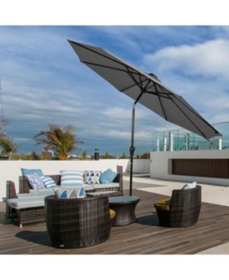 Outdoor 10 FT Patio Umbrella with Built-In Solar LED Lights