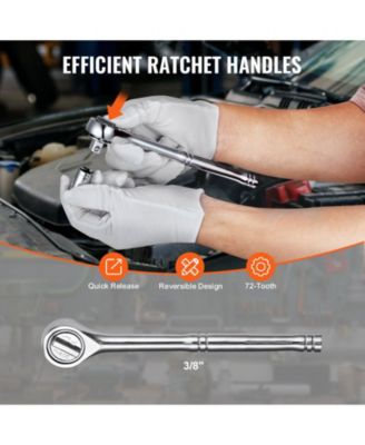 221-Piece Mechanics Tool Set, 1/4" & 3/8" Drive SAE & Metric Sockets, Bits, Wrenches, Ratchet, Accessories, Plastic Case