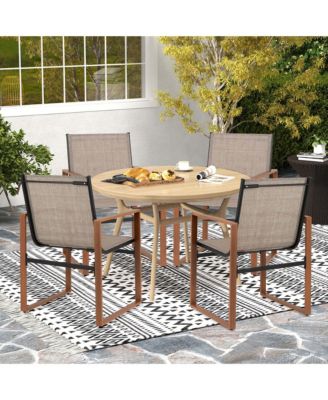 4 PCS Outdoor Dining Chairs Patio Furniture Chair w/ Breathable Seat & Backrest