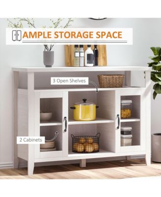 Retro Style Storage Sideboard with 3 Open Shelf Spaces and Framed Doors