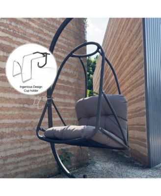 Swing Egg Chair with Stand Indoor Outdoor Wicker Rattan Patio Basket Hanging Chair