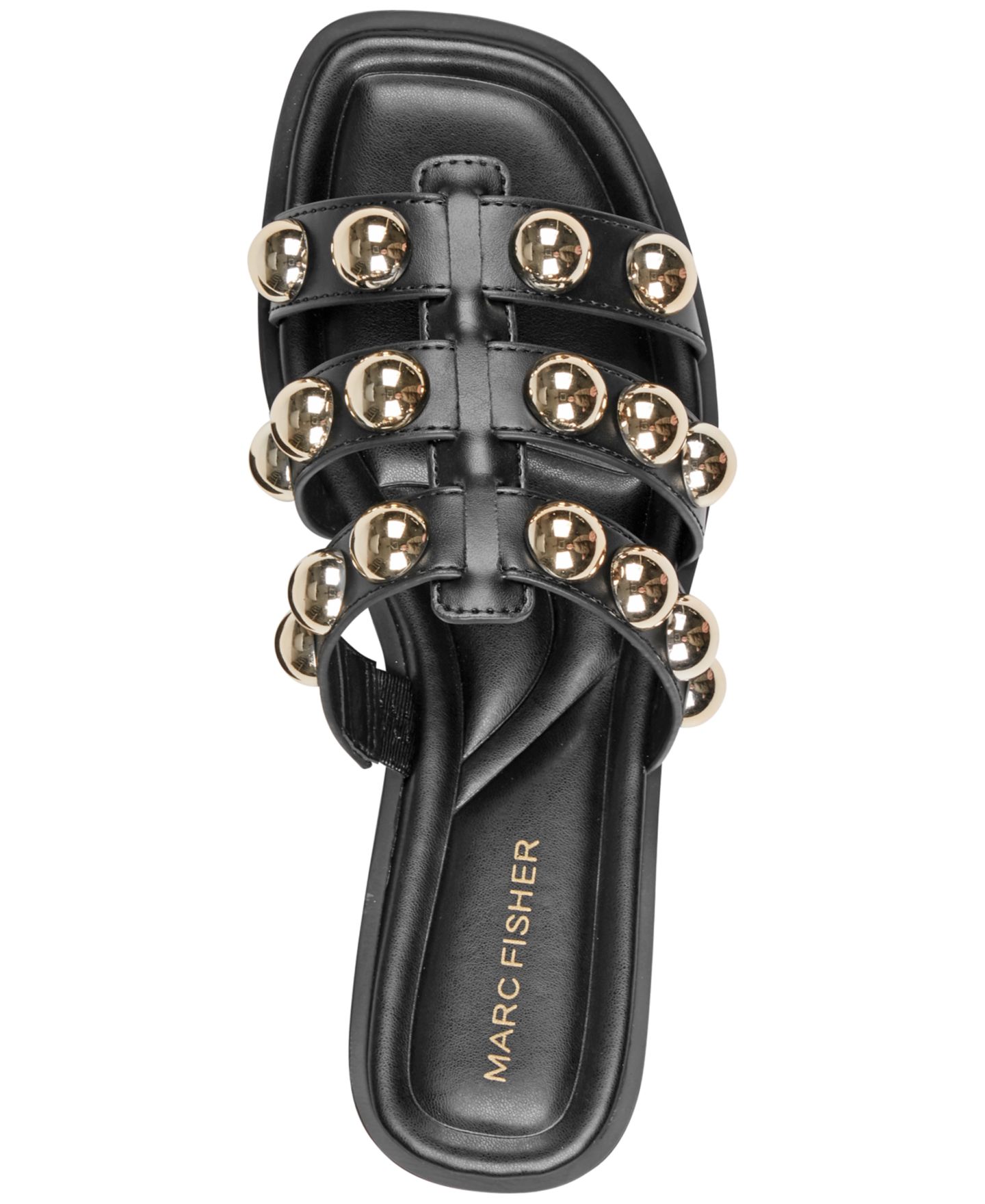 Женские сандалии Marc Fisher Zalary Ornamented Strappy Slip-On, цвет: Чёрный / Золотой — фото 4