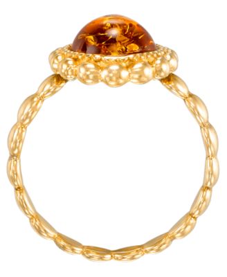 Amber Teardrop Ring (1.4 ct. t.w.) in 18k Gold Over Sterling Silver