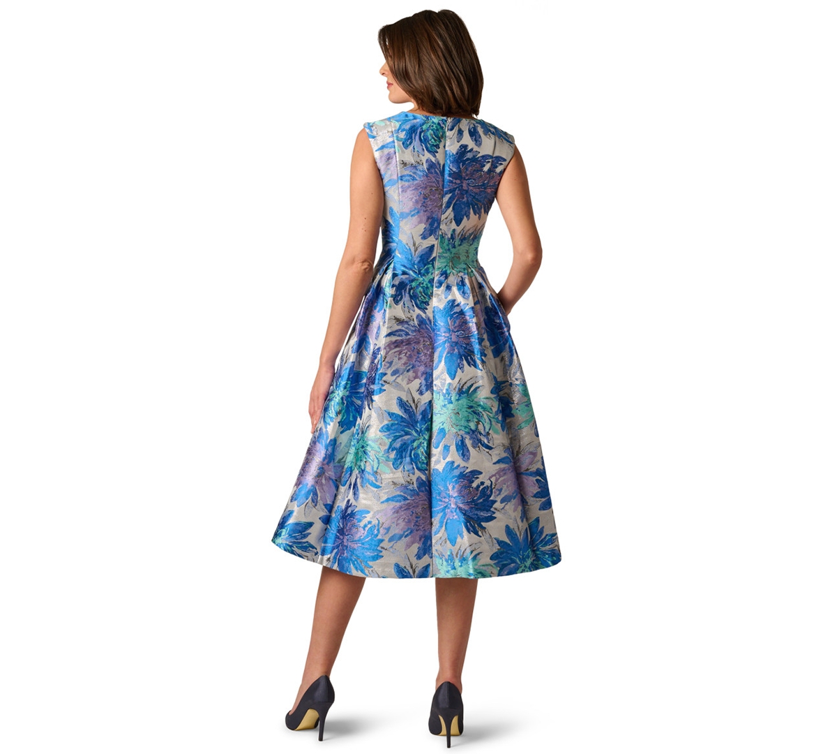 Adrianna Papell Women's Metallic V-Neck Midi Dress