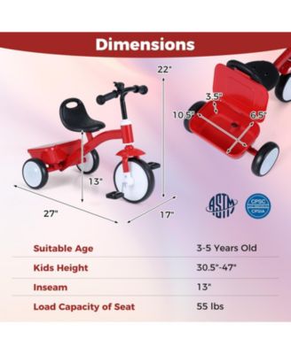 Toddler Tricycle with Glowing Wheels and 4-Level Adjustable Seat