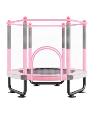 Kids Trampoline, 60" (5 ft), Enclosure Net & Basketball Hoop, Indoor/Outdoor