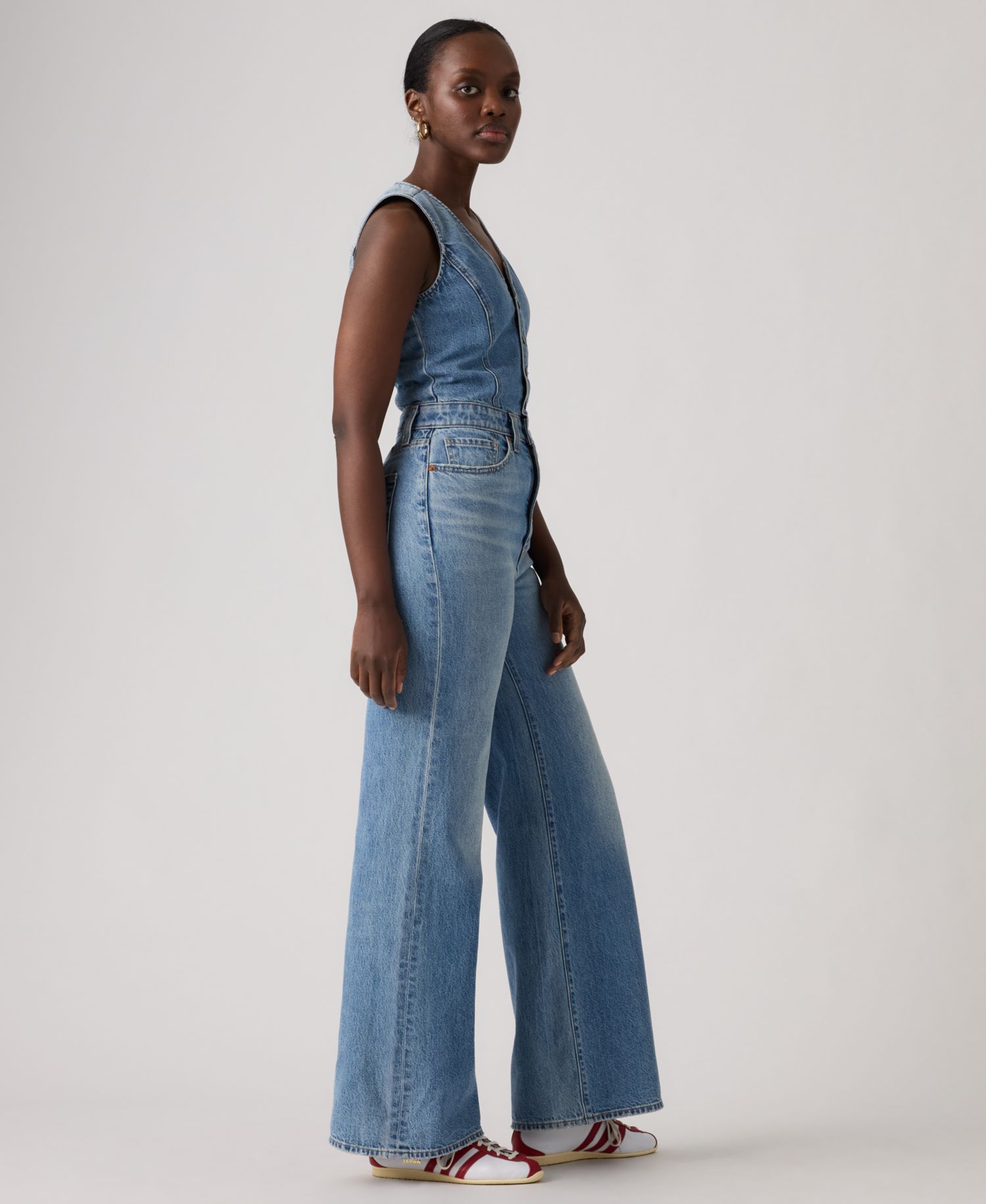 Premium Women's Wide-Leg Denim Jumpsuit