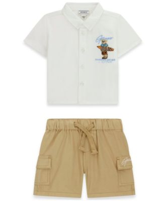Baby Boys' Short-Sleeve Poplin Shirt and Cargo Shorts, 2-Piece Set