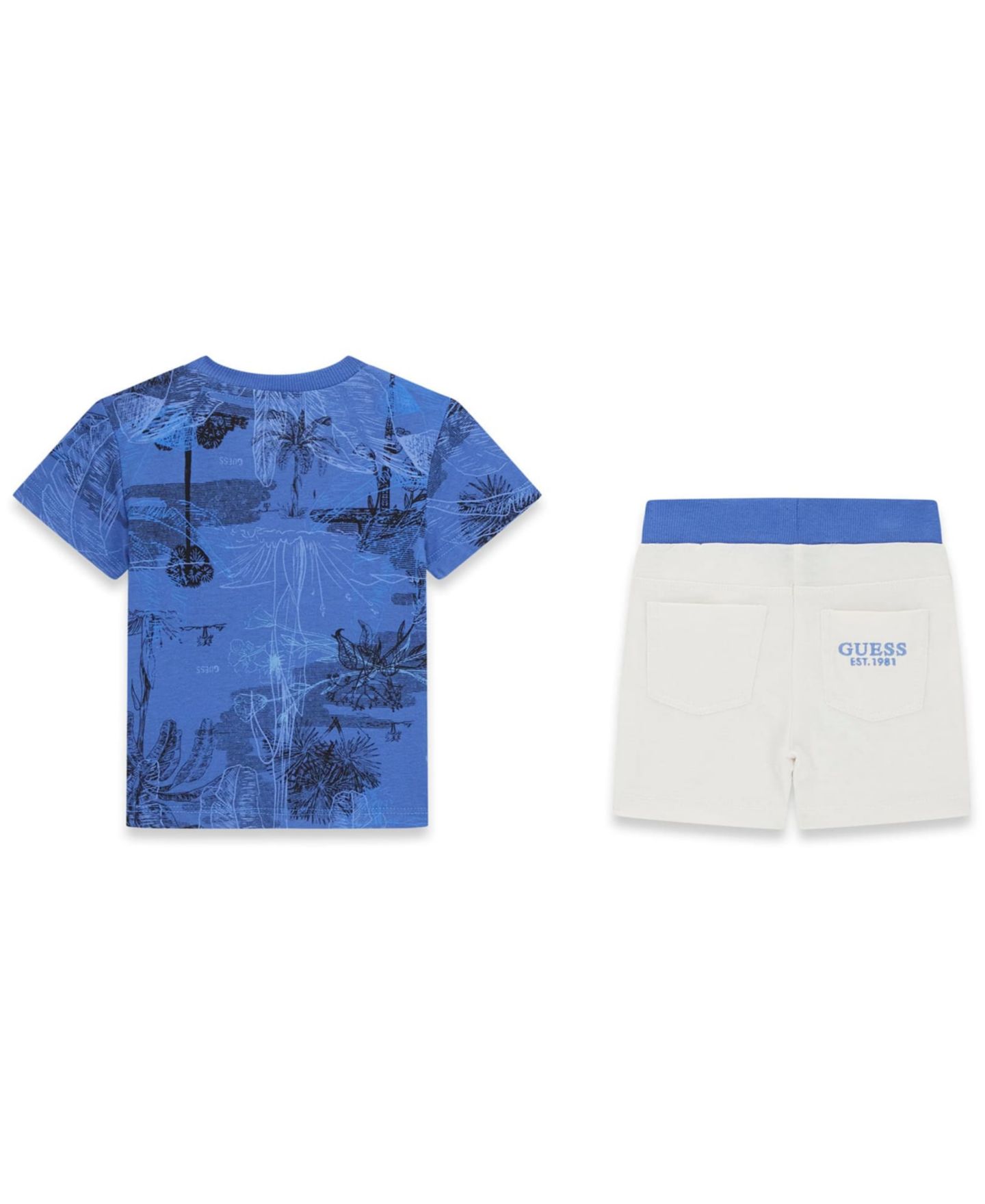 Комплект GUESS Short-Sleeve T-Shirt and Jersey Shorts, 2-Piece Set для мальчиков-малышей, цвет: Синий / Белый — фото 4