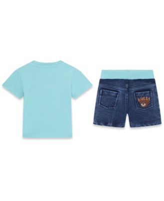 Baby Boys' Short-Sleeve T-Shirt and Knit Denim Shorts Set, 2-Piece Set