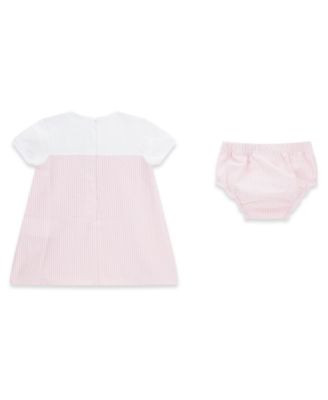 Baby Girls' Mixed Fabric Dress and Matching Bloomer