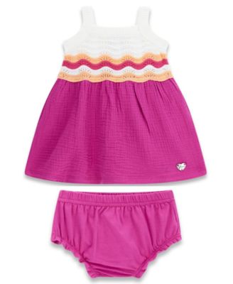 Baby Girls' Sleeveless Crochet Dress and Matching Bloomer