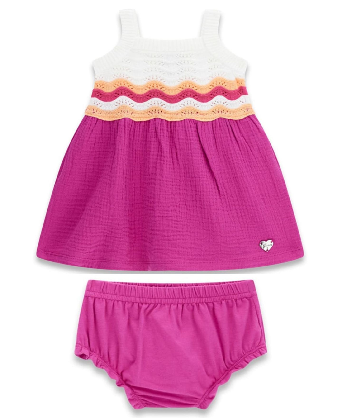 Платье GUESS Sleeveless Crochet Dress and Matching Bloomer для девочек-малышей, цвет: Фиолетовый — фото 1