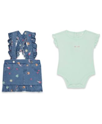 Baby Girls' Short-Sleeve Bodysuit and Stretch Denim Skirtall, 2-Piece Set