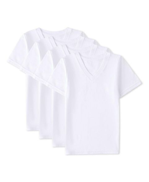 MeMoi Little Boys 4 Pack Cotton Rich V-Neck Short Sleeve Undershirts, цвет: Белый