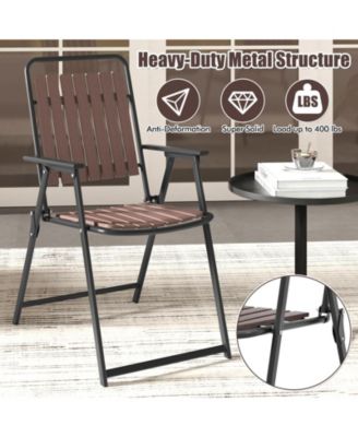 4 pcs Patio Folding Chairs Portable Outdoor Dining Chairs w/ PP Seat & Back