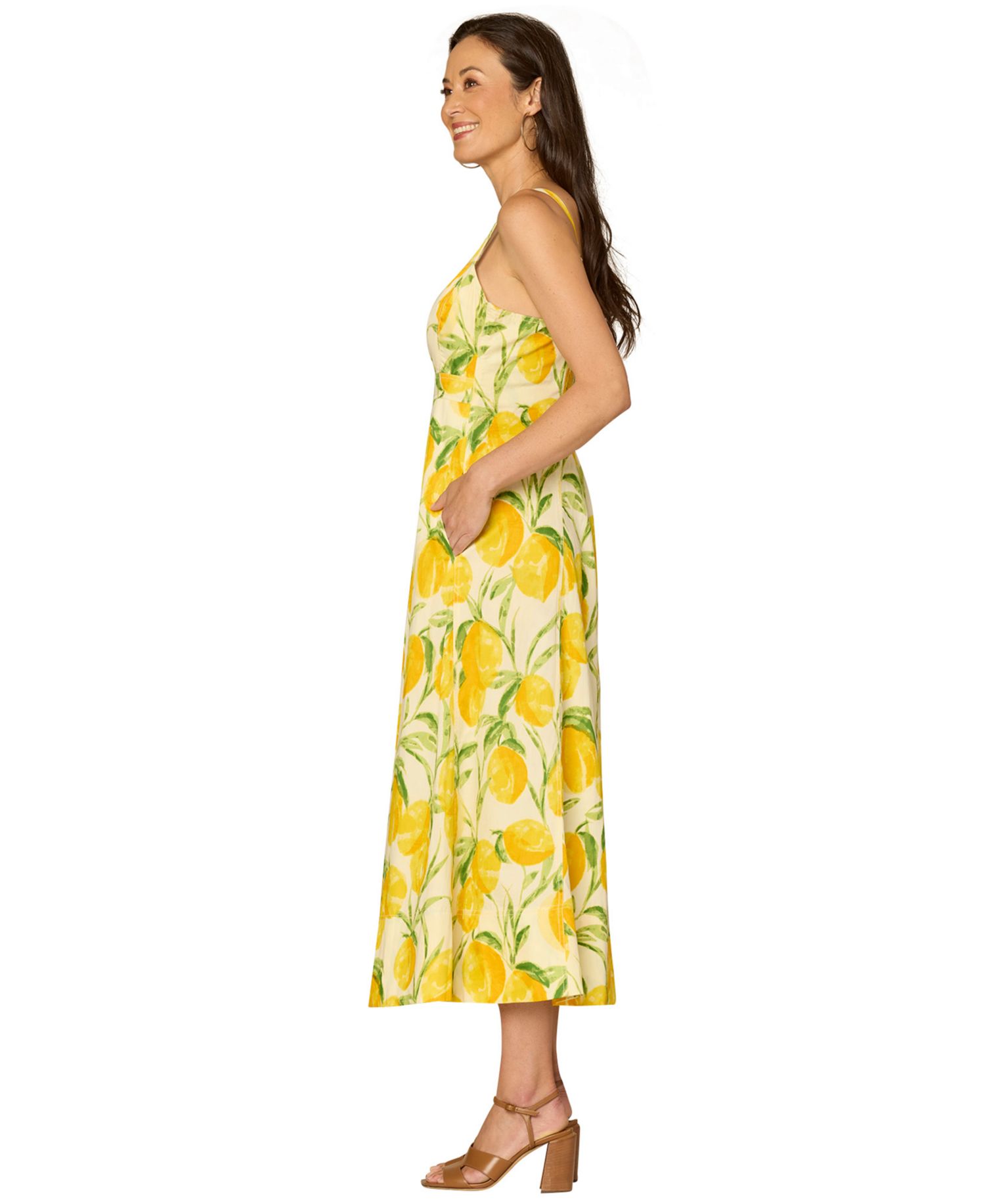 Petite Smocked Back V-Neck Printed Tank Dress